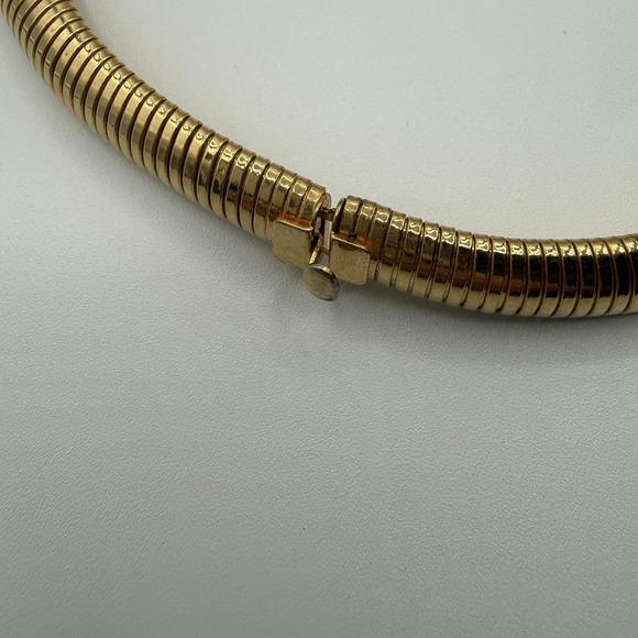 Vintage DR Gold Tone Leopard Collar Necklace Enamel Rhinestone 14 In Womens - Picture 9 of 13